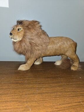 Vintage Fur Cover Lion Figure